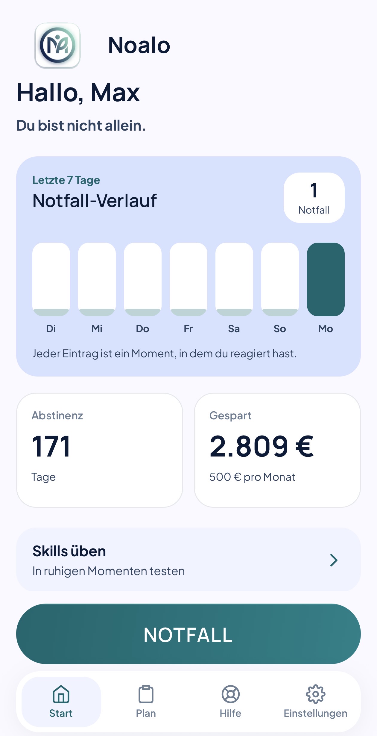 Screenshot der Noalo App